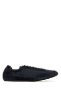 Prada Men Navy Blue Nylon And Suede Sneakers