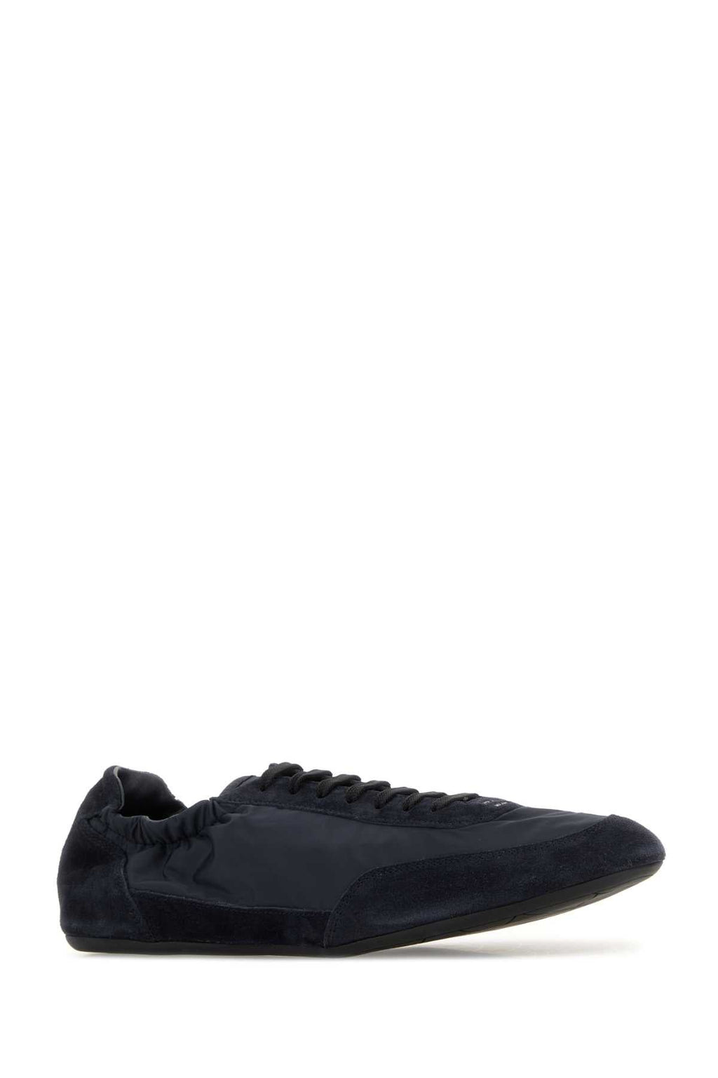 Prada Men Navy Blue Nylon And Suede Sneakers