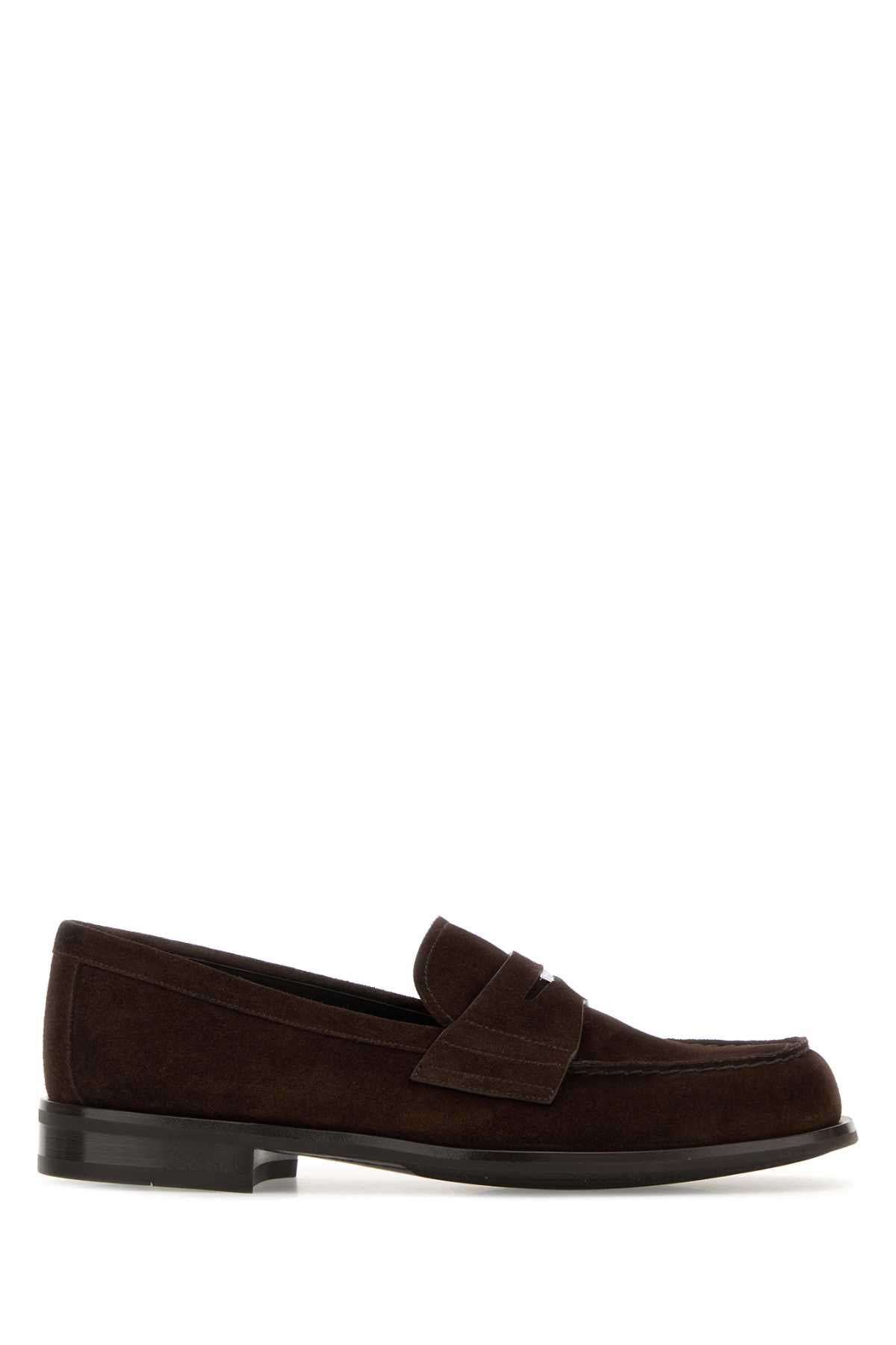 Prada Men Dark Brown Suede Loafers