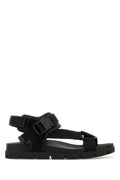 Prada Men Black Fabric Suede Sandals