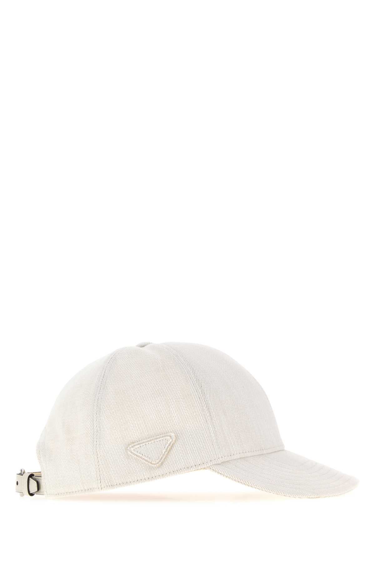 Prada Men Chalk Denim Baseball Cap