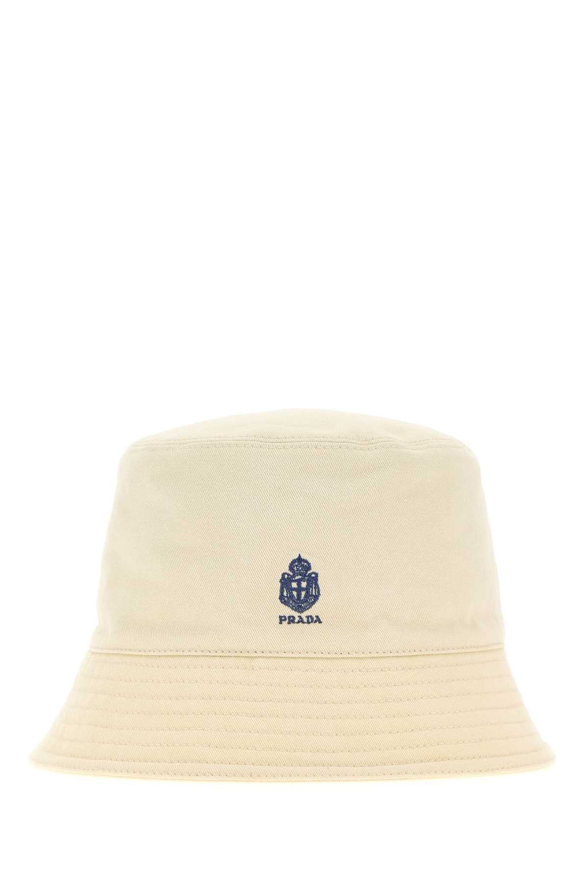 Prada Men Cream Gabardine Bucket Hat