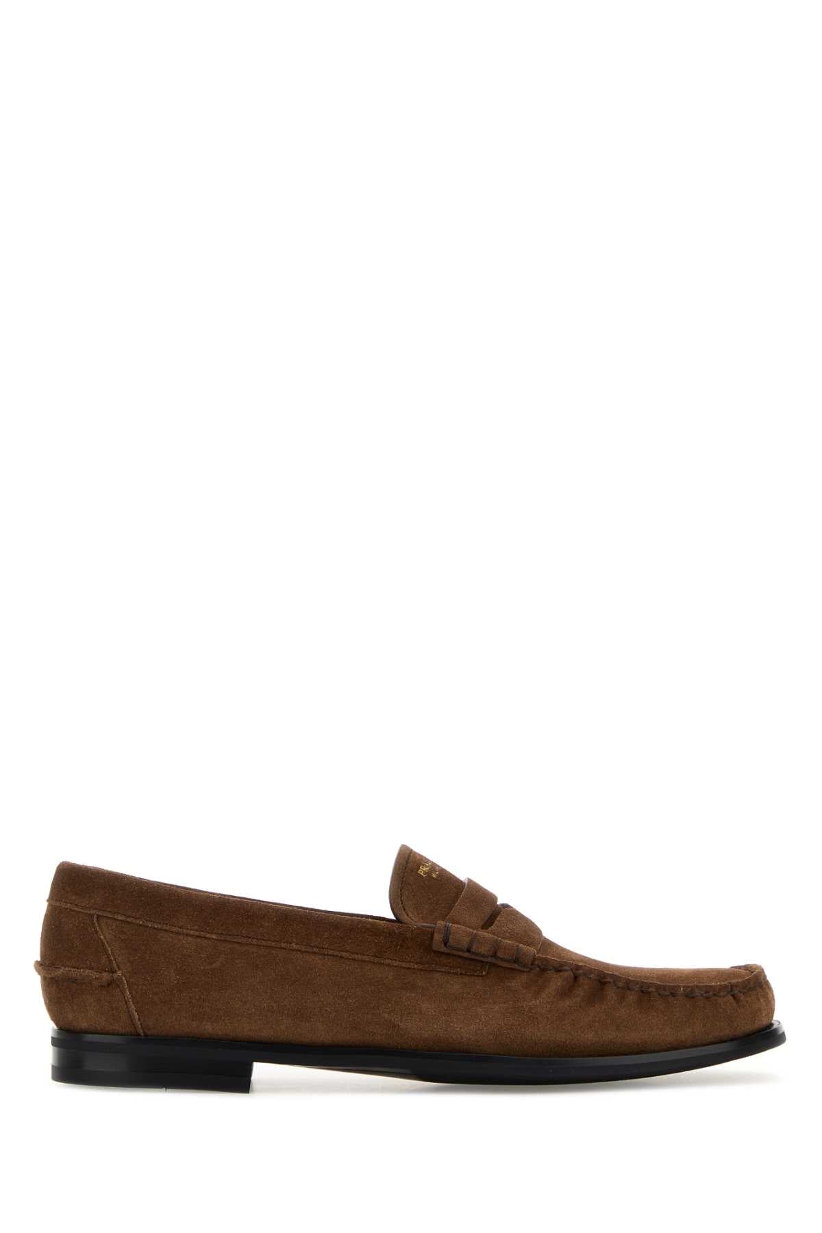 Prada Men Brown Suede Loafers