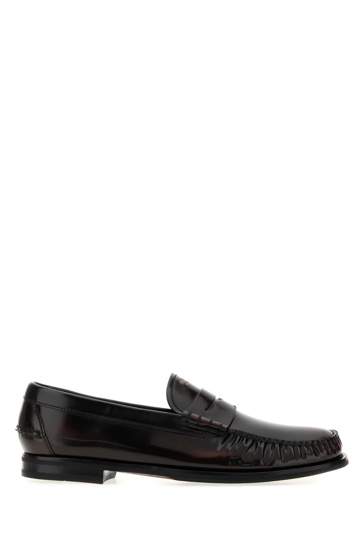 Prada Men Dark Brown Leather Loafers