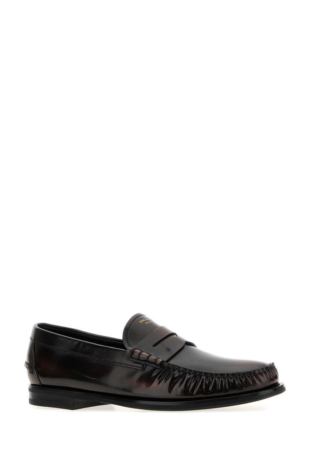 Prada Men Dark Brown Leather Loafers