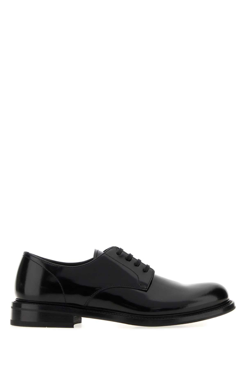 Prada Men Black Leather Lace-Up Shoes