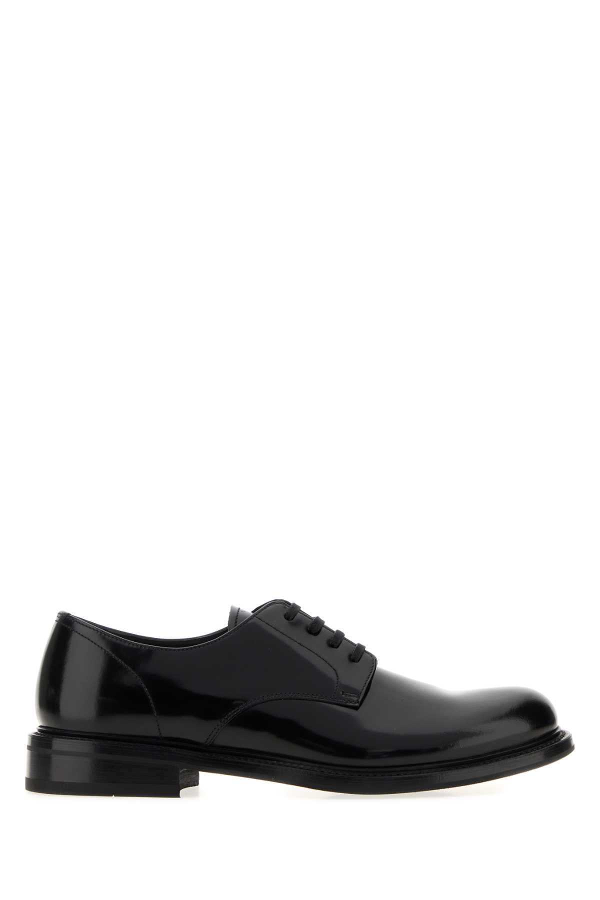Prada Men Black Leather Lace-Up Shoes