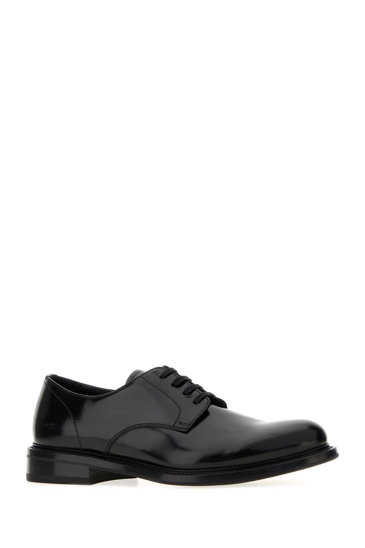 Prada Men Black Leather Lace-Up Shoes
