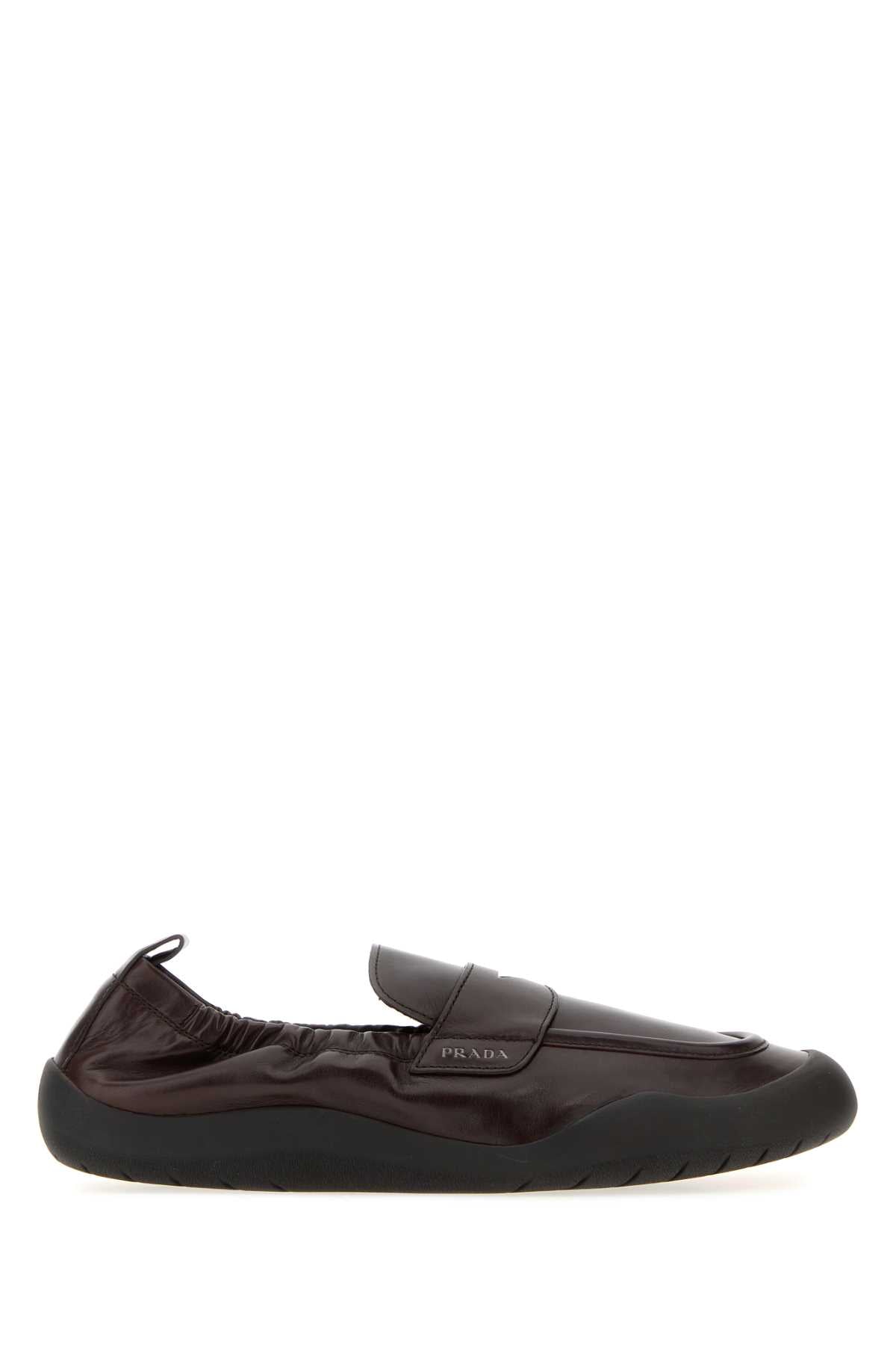 Prada Men Dark Brown Leather Speedrock Loafers