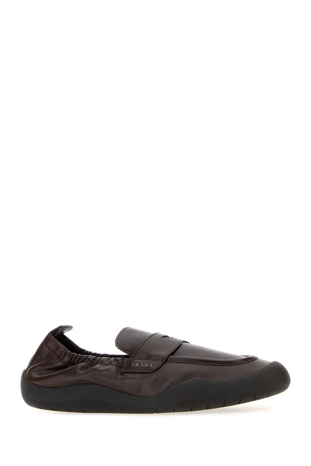 Prada Men Dark Brown Leather Speedrock Loafers