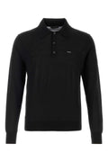 Prada Men Black Wool Polo Shirt