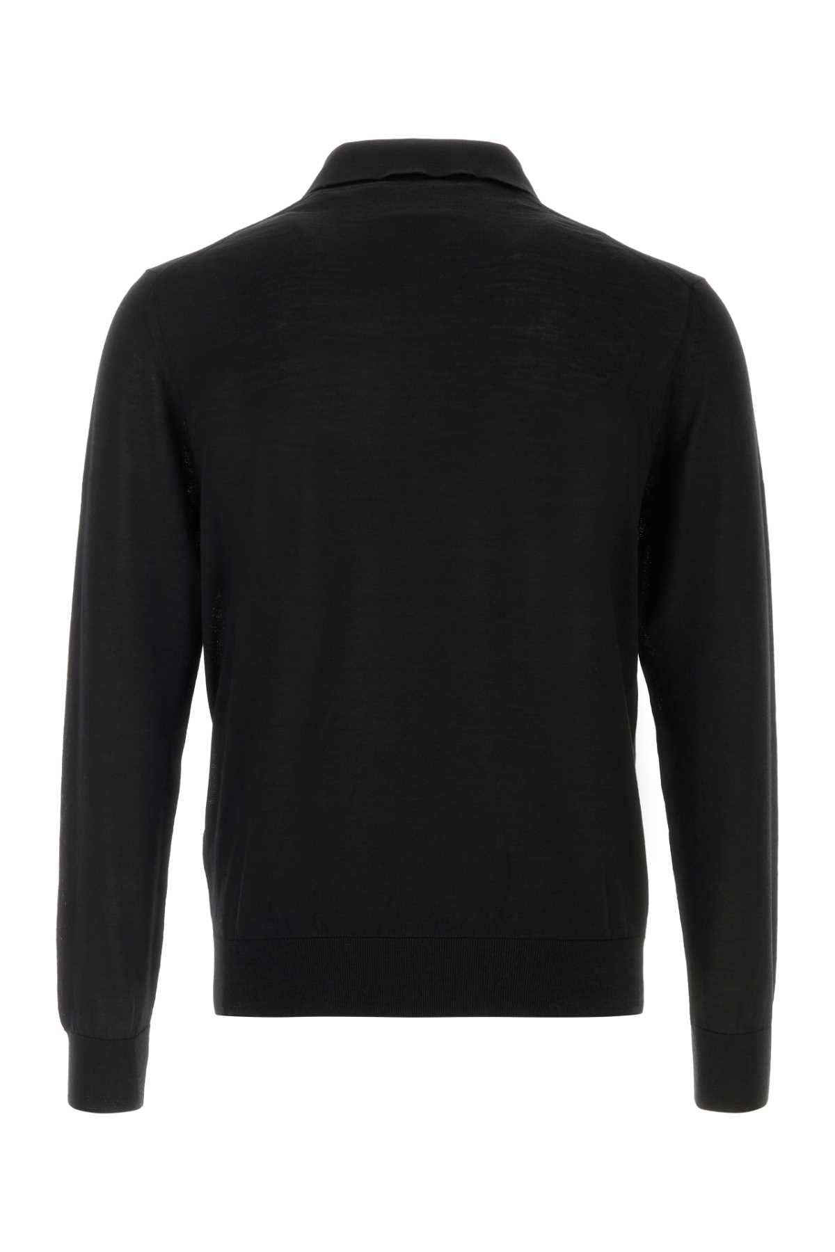 Prada Men Black Wool Polo Shirt