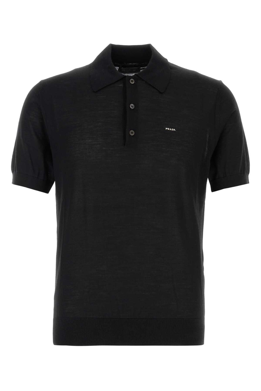 Prada Men Black Wool Polo Shirt