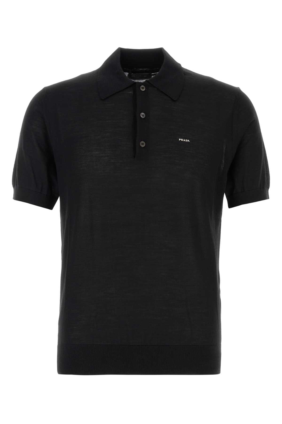 Prada Men Black Wool Polo Shirt