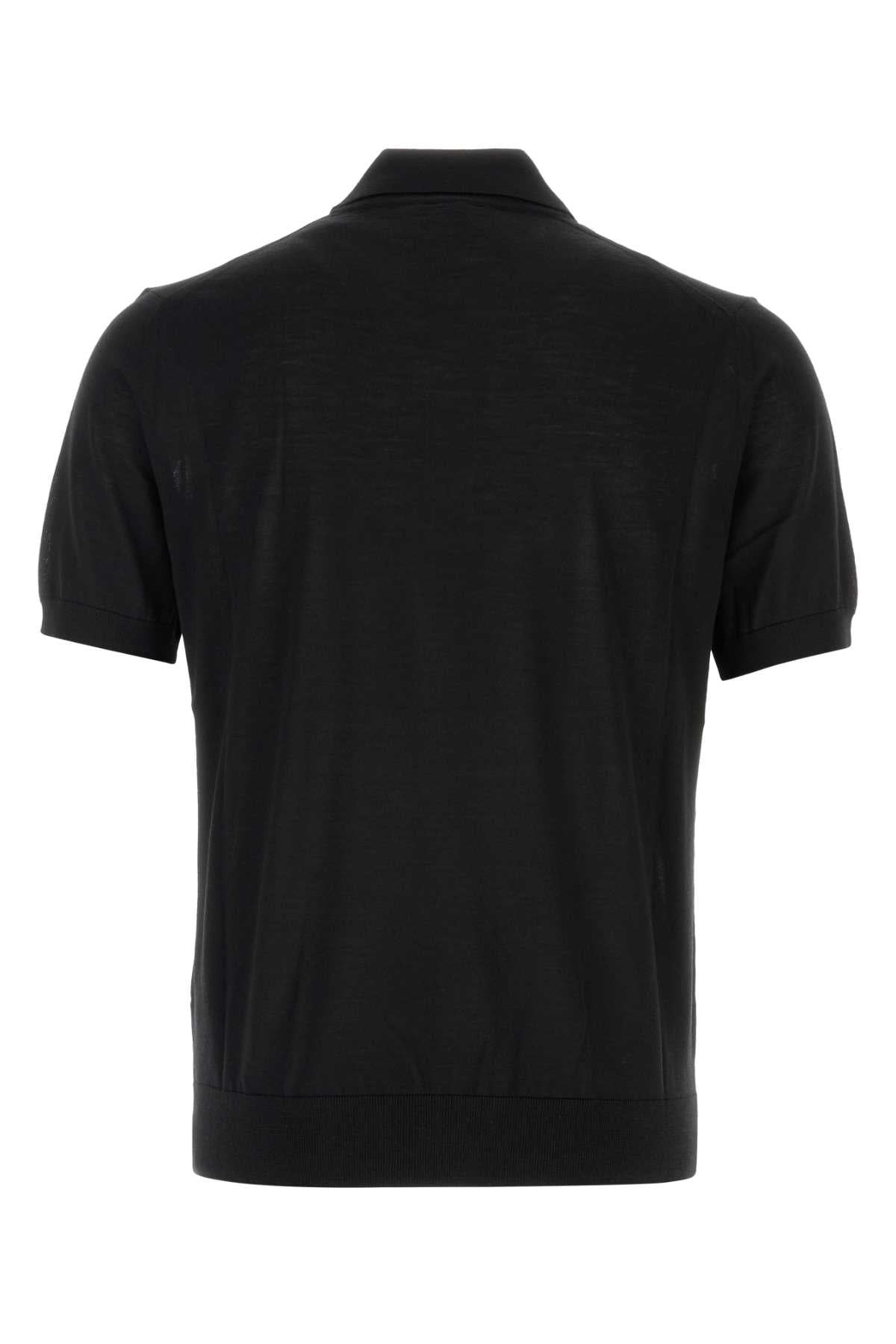 Prada Men Black Wool Polo Shirt