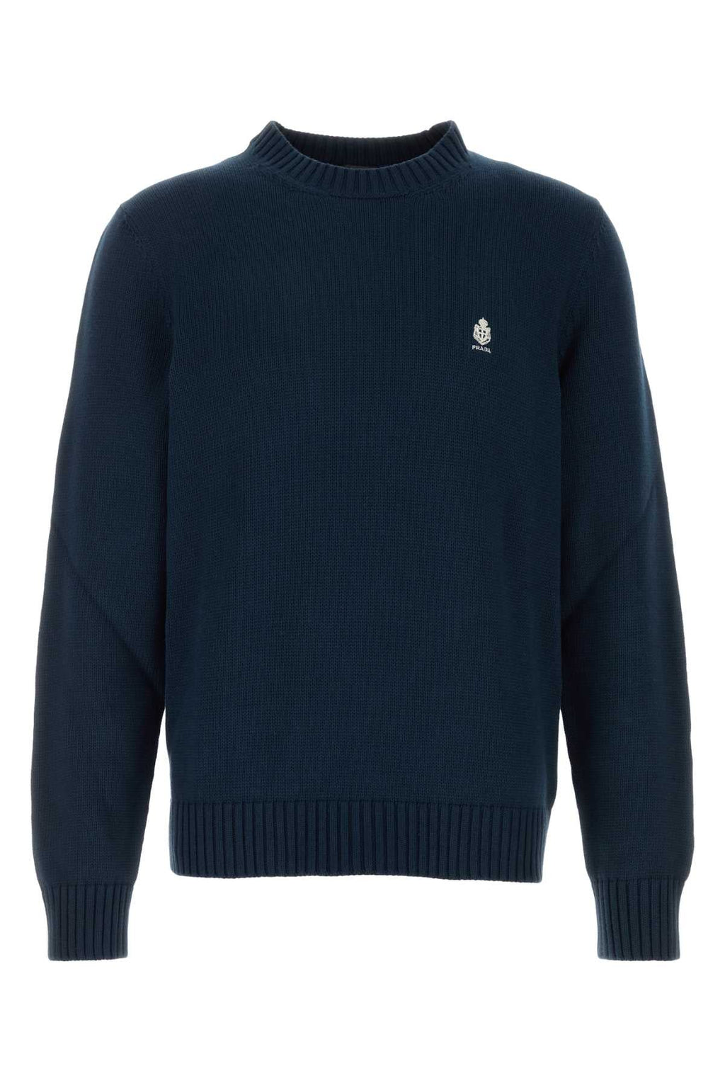 Prada Men Navy Blue Cotton Sweater