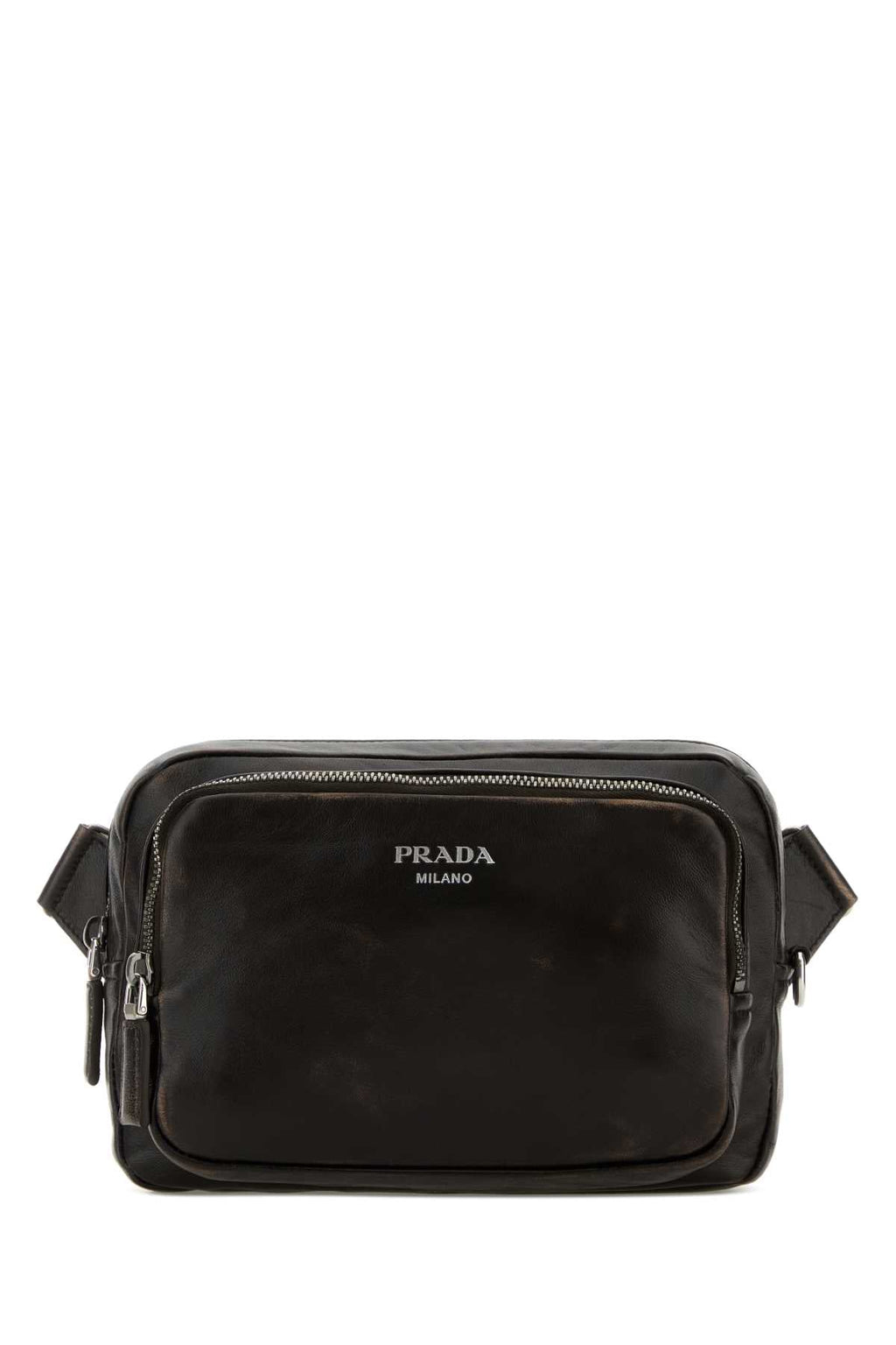 Prada Men Dark Brown Nappa Leather Crossbody Bag