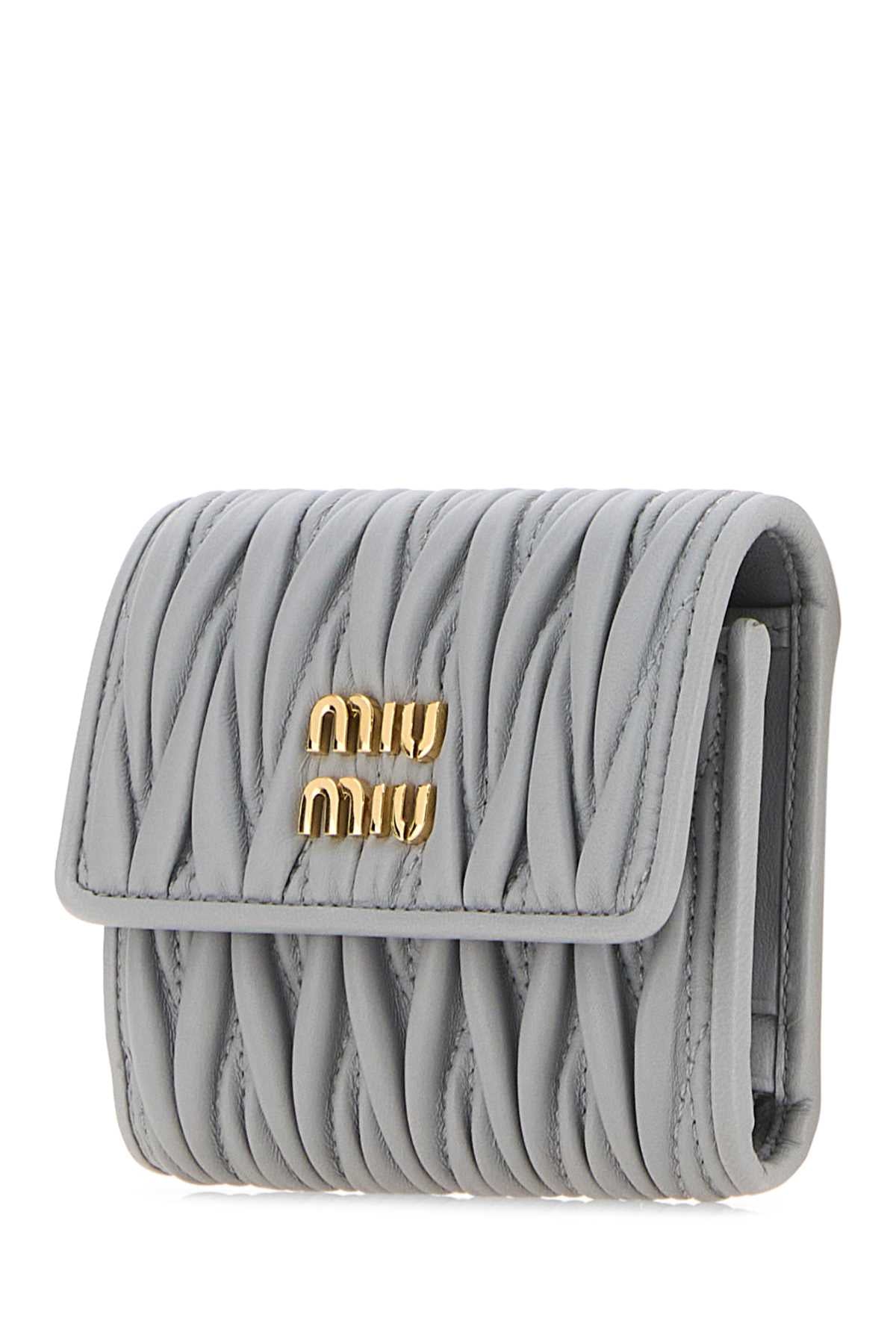 Miu Miu Women Pastel Light Blue Leather Wallet