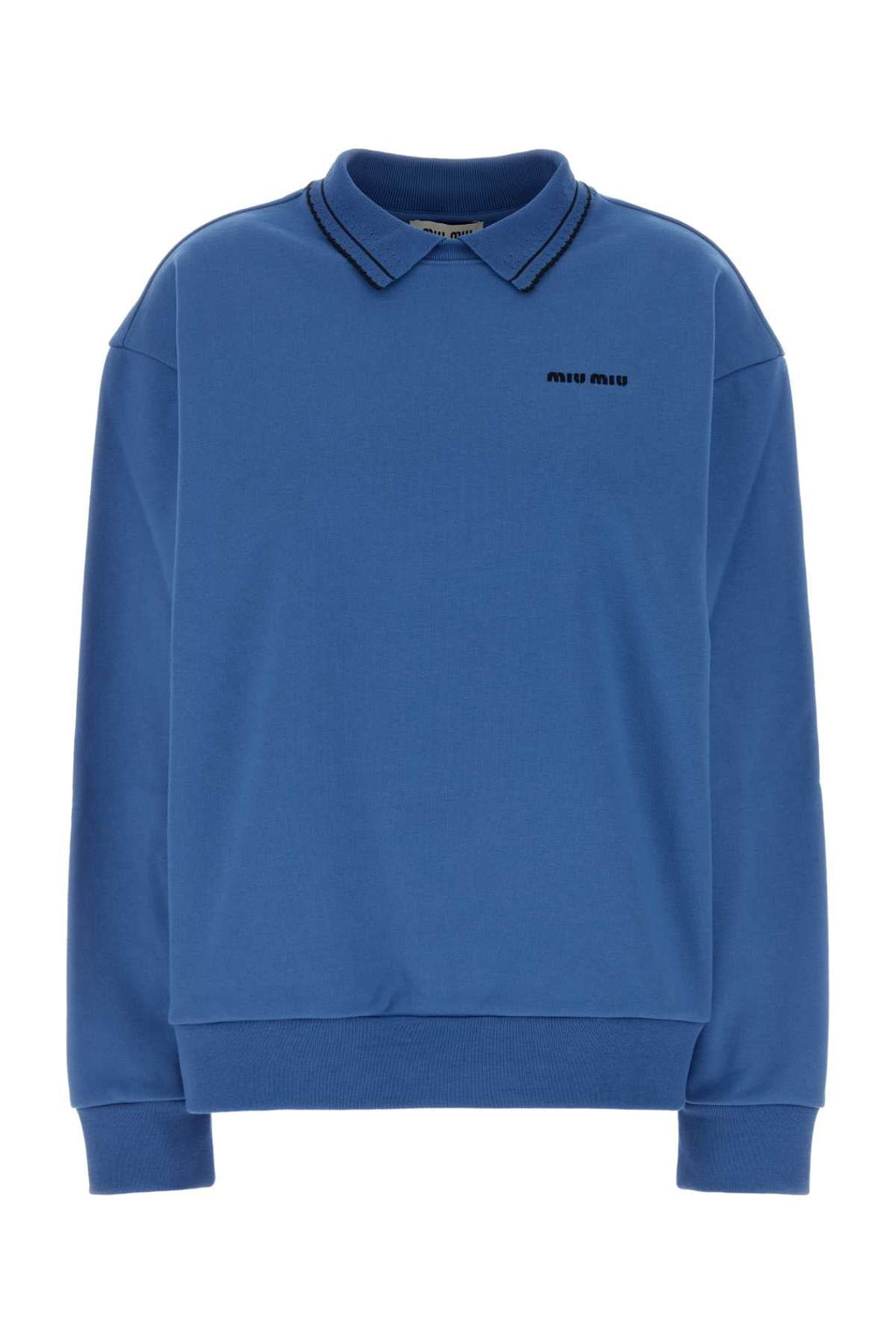 Miu Miu Women Cerulean Blue Cotton Oversize Polo Shirt