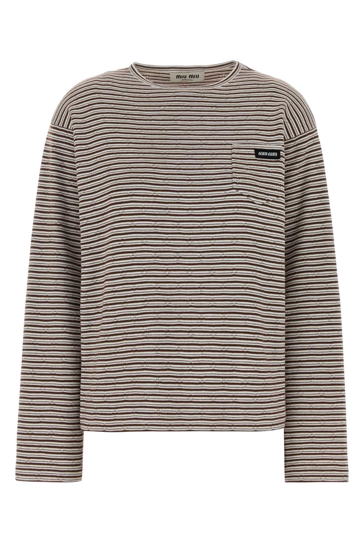 Miu Miu Women Embroidered Cotton Blend Oversize T-Shirt
