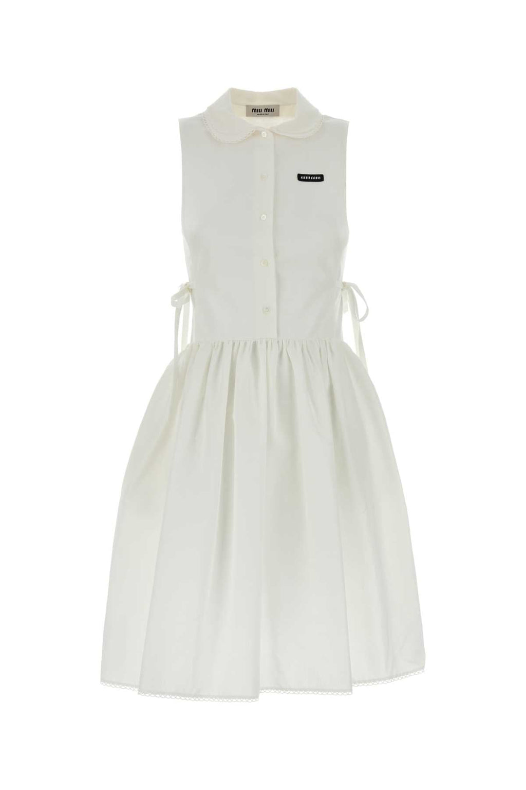 Miu Miu Women White Cotton Blend Mini Dress