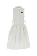 Miu Miu Women White Cotton Blend Mini Dress