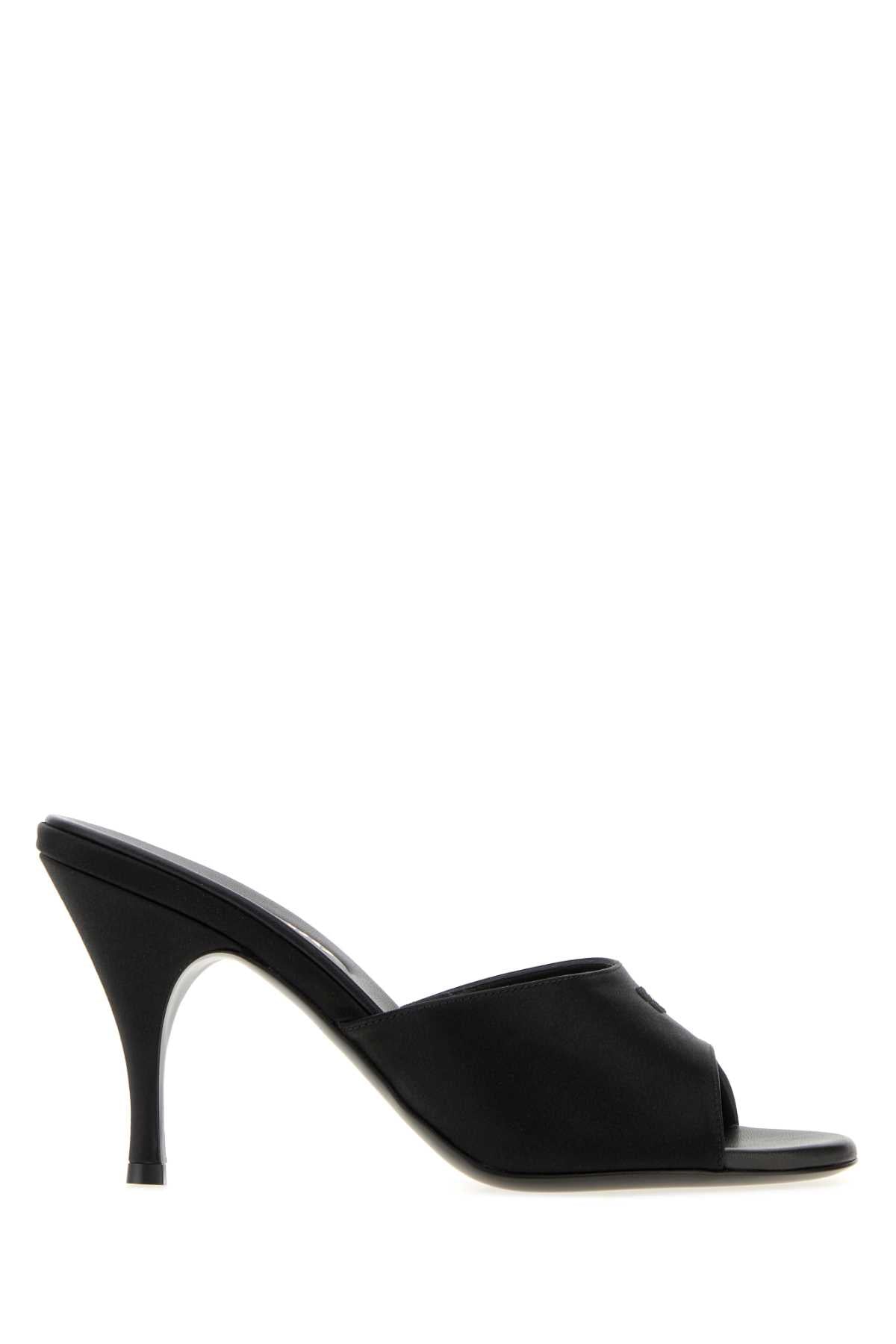 Miu Miu Women Black Satin Mules