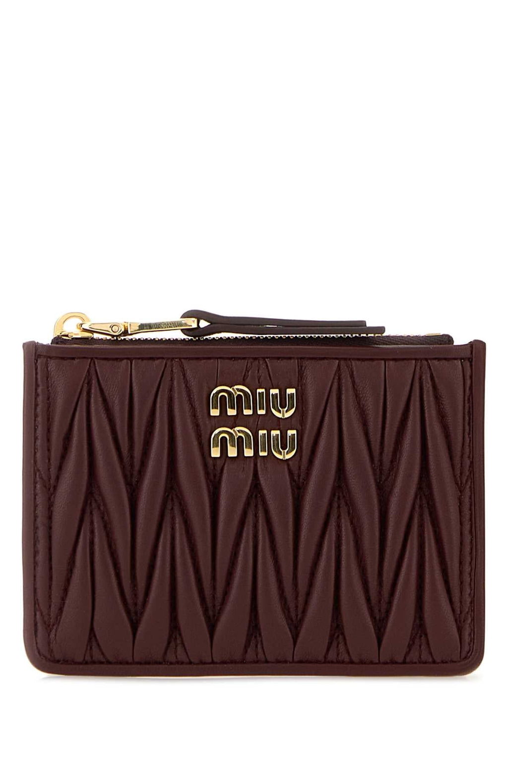 Miu Miu Women Burgundy Nappa Leather Card Holder