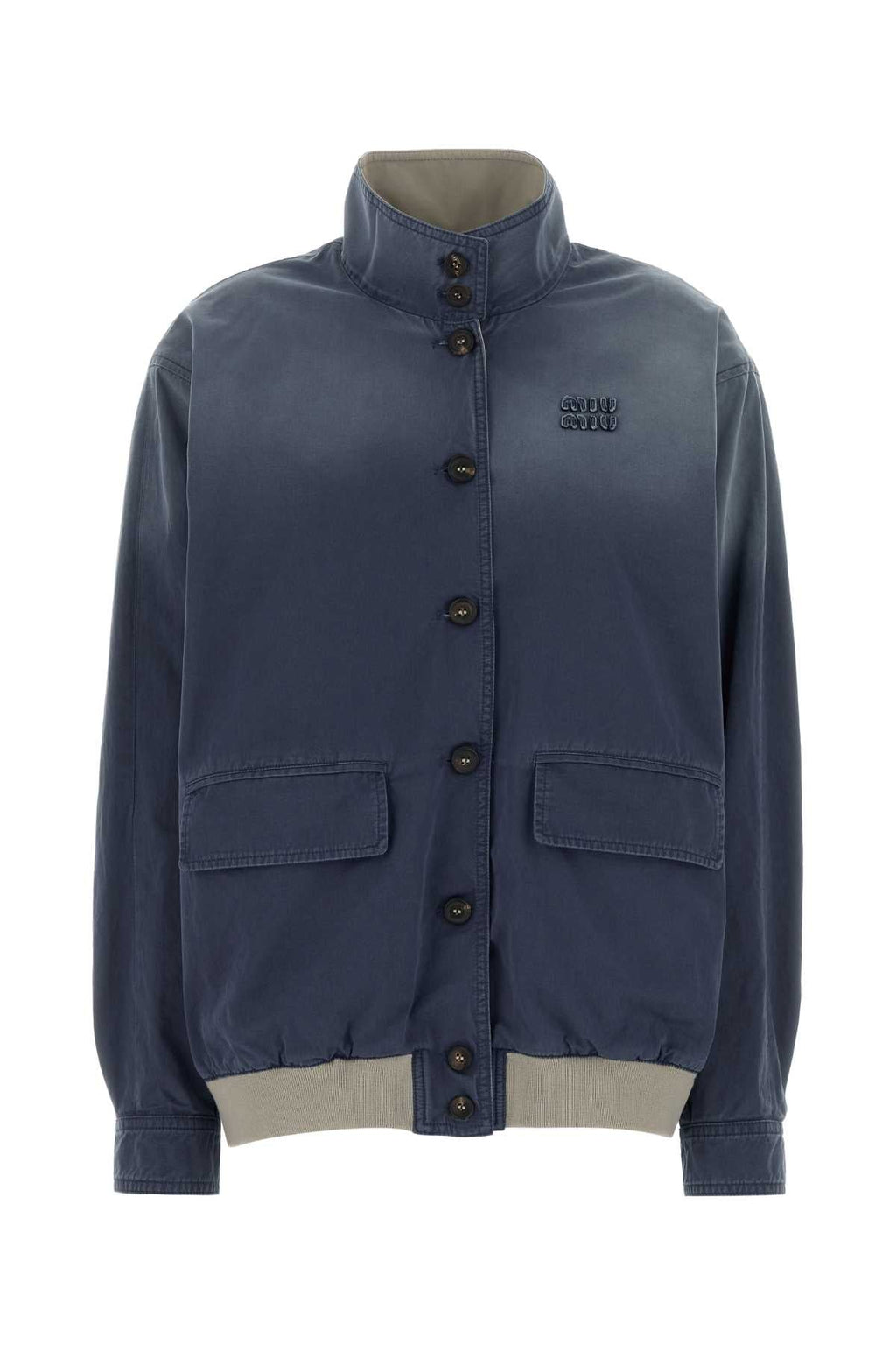 Miu Miu Women Navy Blue Twill Jacket