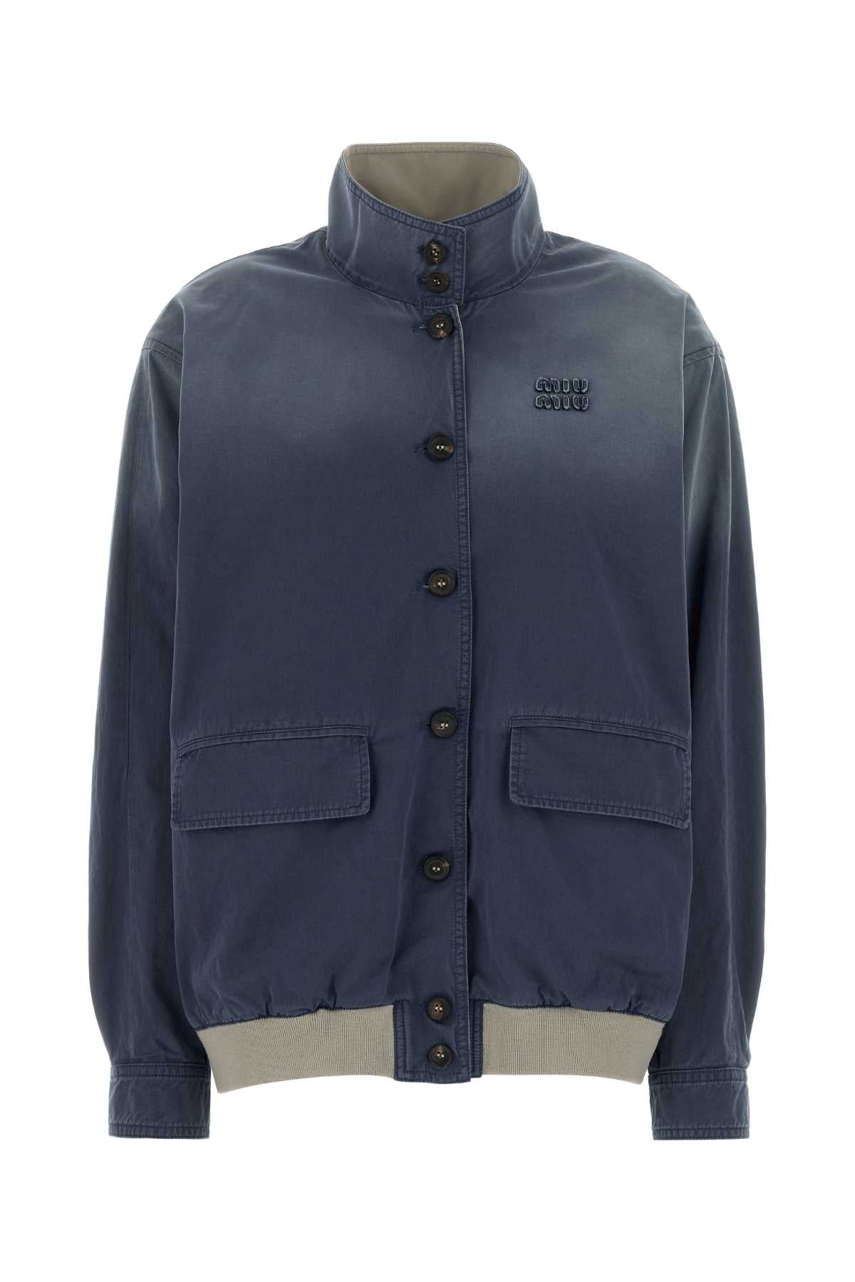 Miu Miu Women Navy Blue Twill Jacket