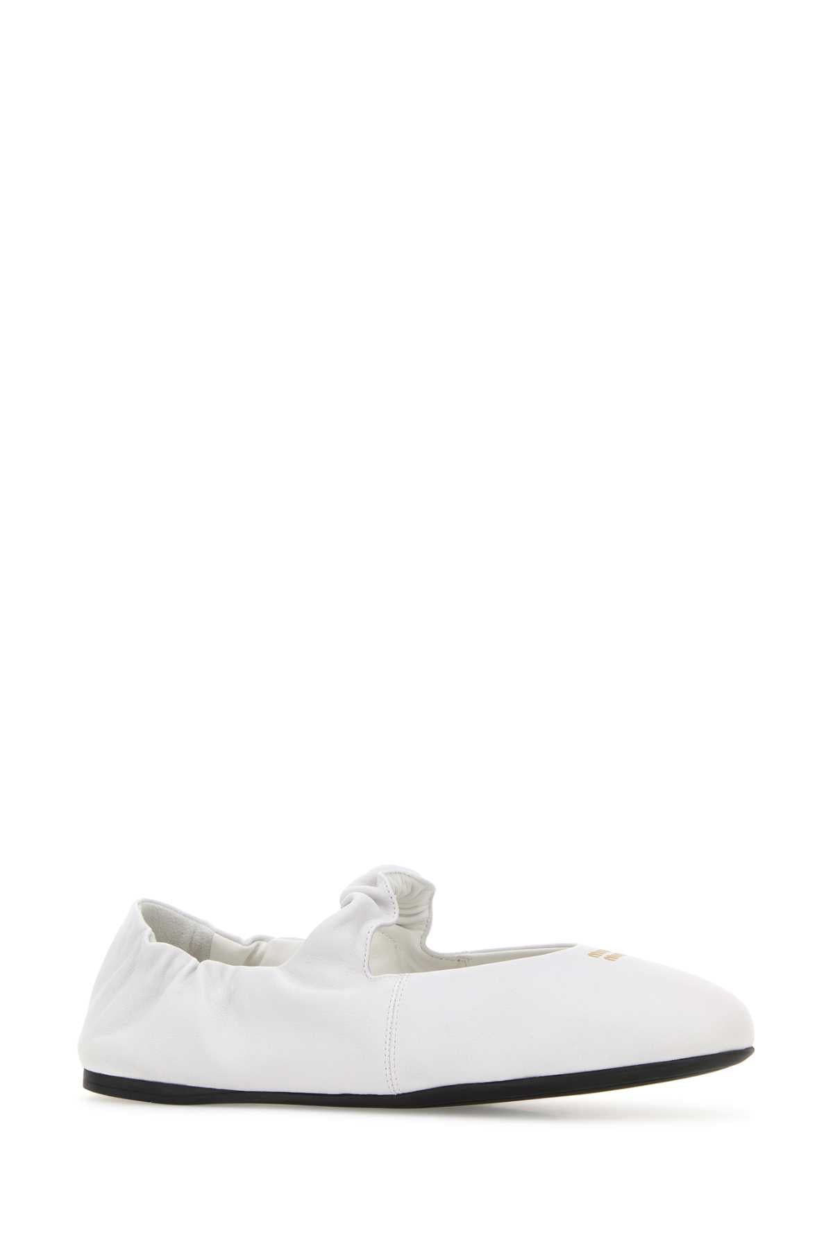 Miu Miu Women White Nappa Leather Ballerinas