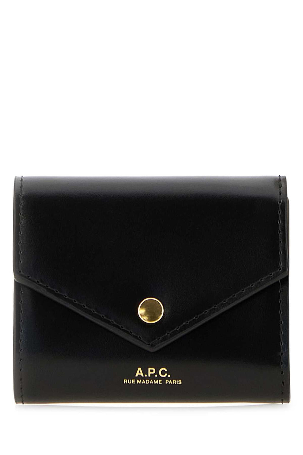 A.P.C. Women Black Leather Envelope Coin Purse