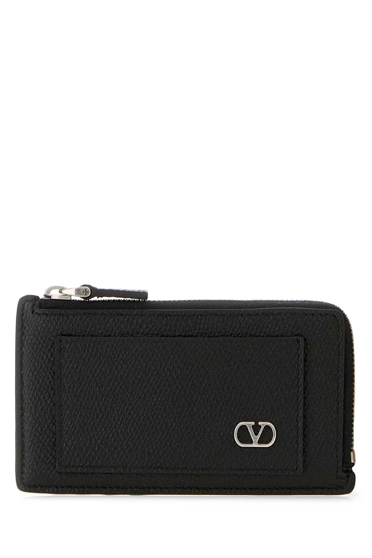 Valentino Garavani Men Black Leather Card Holder