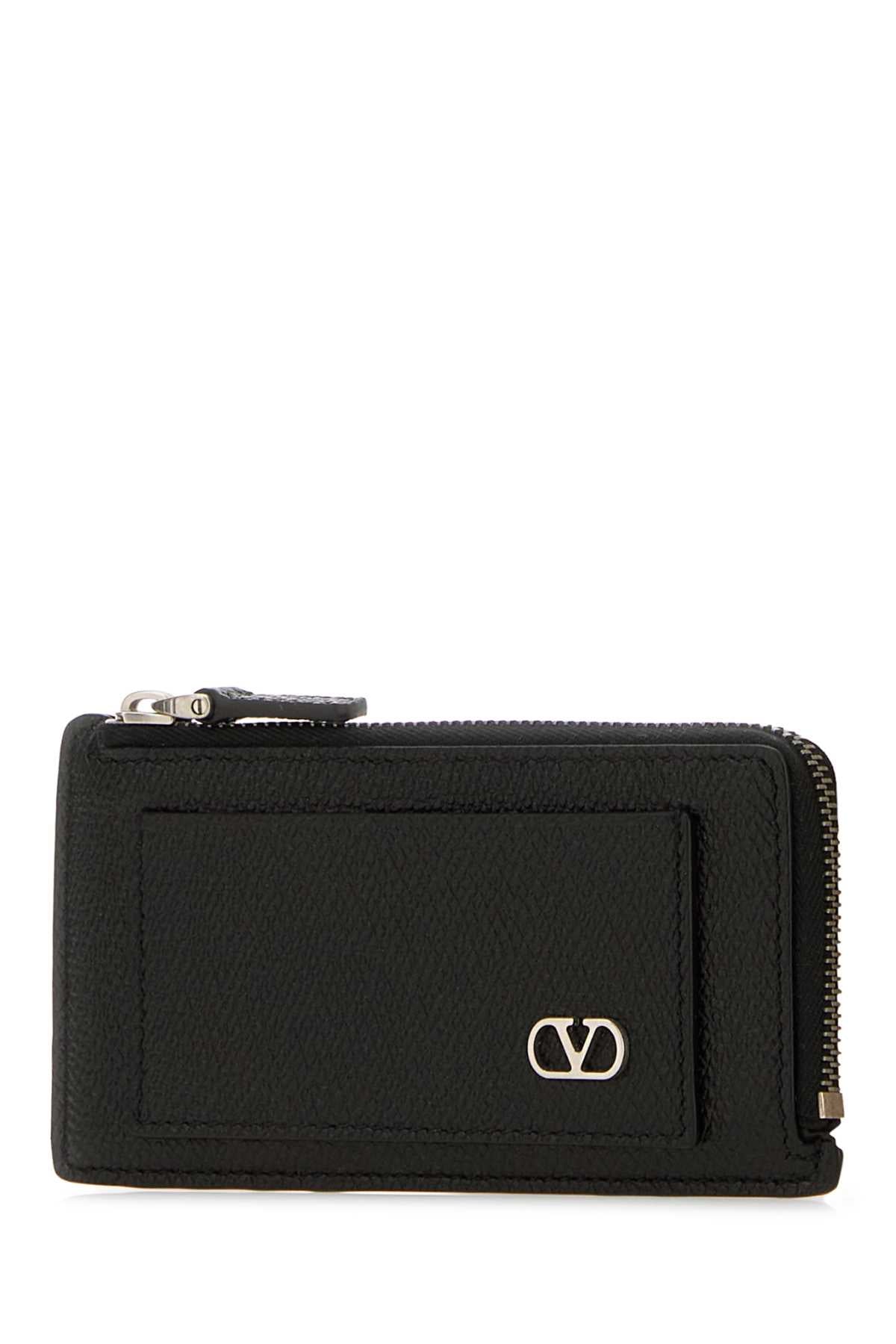 Valentino Garavani Men Black Leather Card Holder