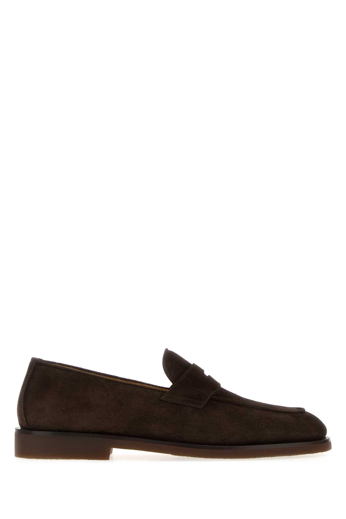 Brunello Cucinelli Men Dark Brown Suede Loafers