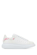 Alexander Mcqueen Women White Leather Sneakers With Printed Leather Heel