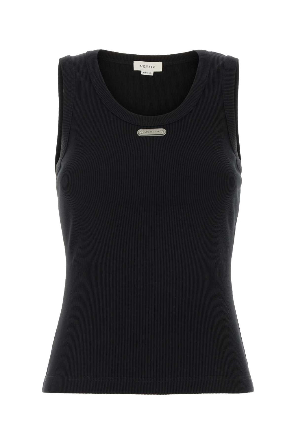 Alexander Mcqueen Women Black Stretch Cotton Tank Top