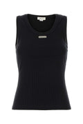 Alexander Mcqueen Women Black Stretch Cotton Tank Top