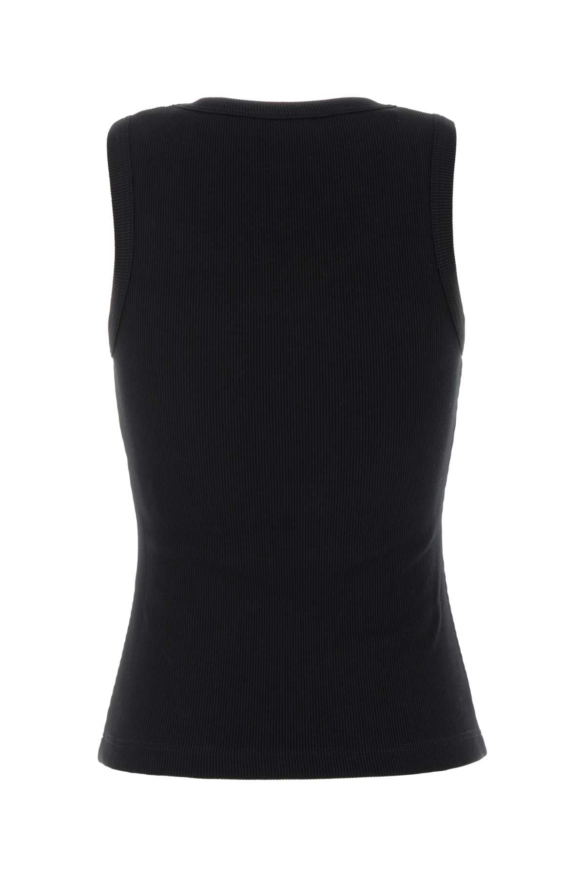 Alexander Mcqueen Women Black Stretch Cotton Tank Top