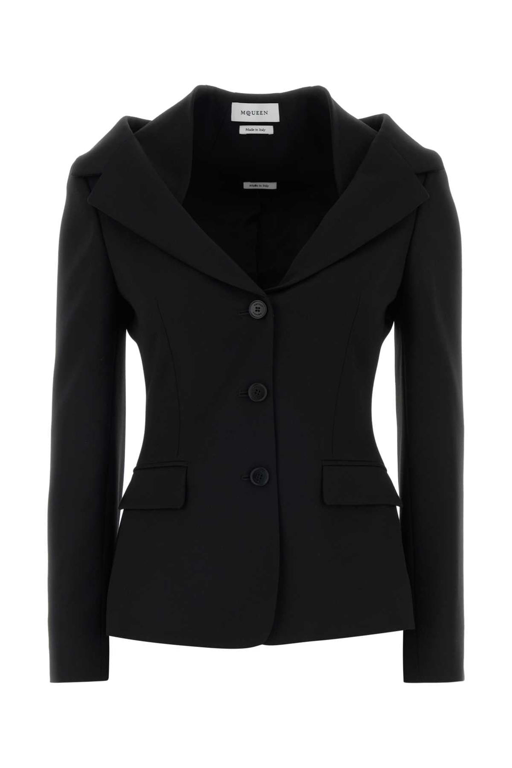 Alexander Mcqueen Women Black Grain De Poudre Blazer