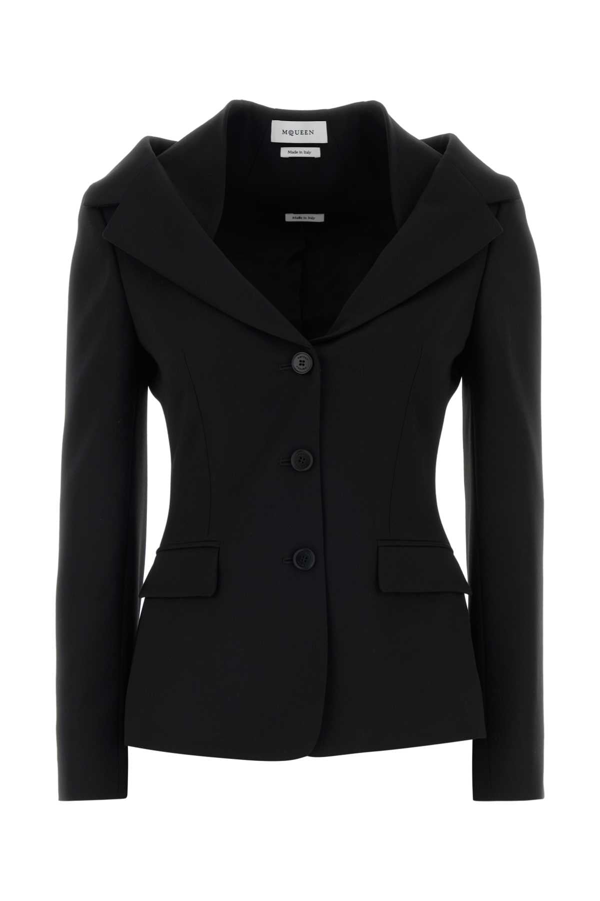 Alexander Mcqueen Women Black Grain De Poudre Blazer