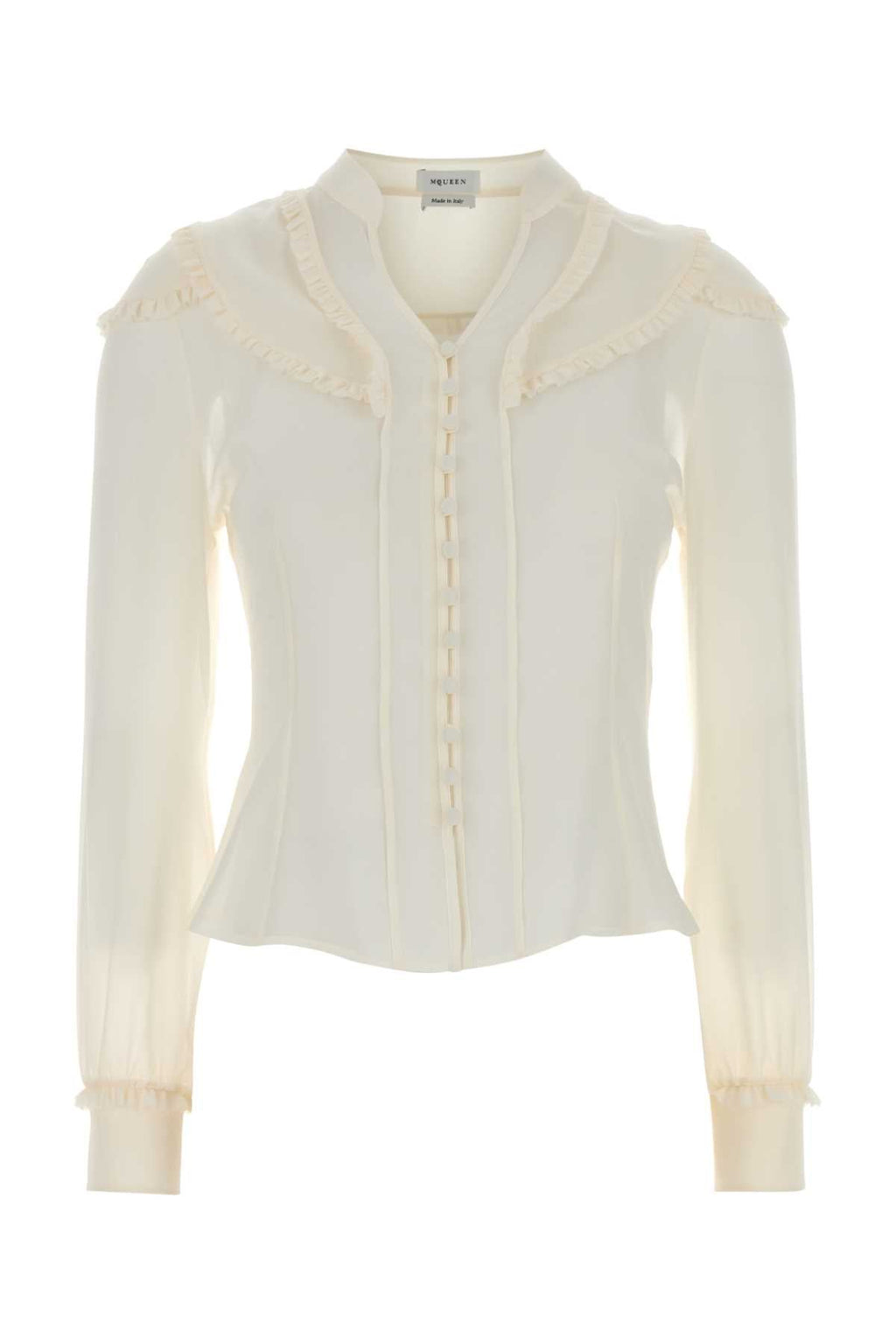 Alexander Mcqueen Women White Chiffon Shirt