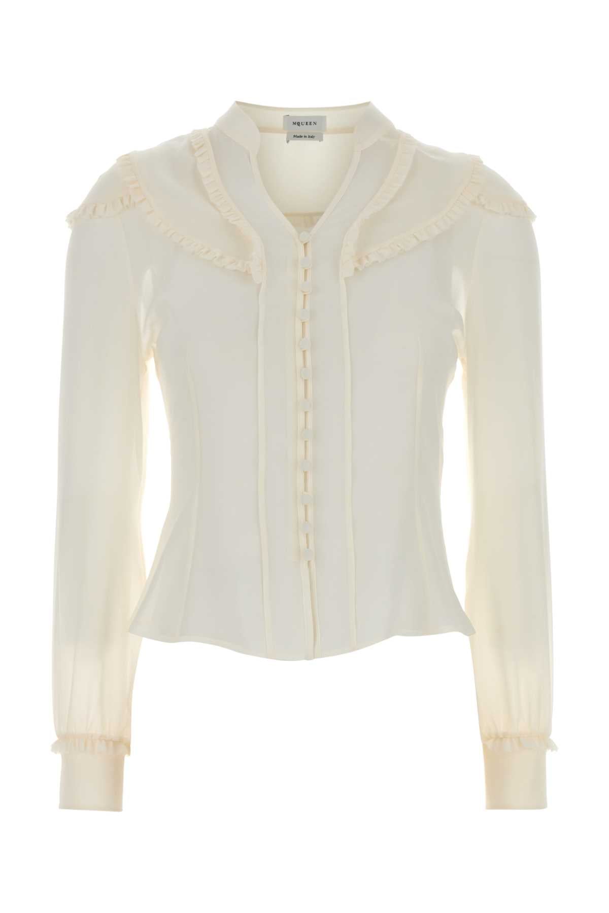 Alexander Mcqueen Women White Chiffon Shirt