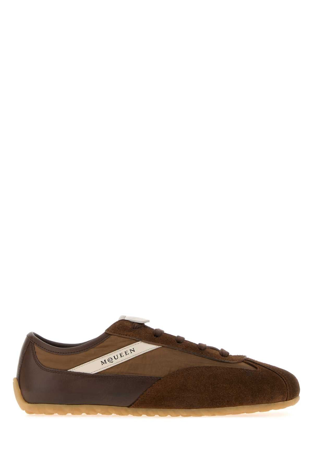 Alexander Mcqueen Men Chocolate Leather And Fabric Boxe Sneakers