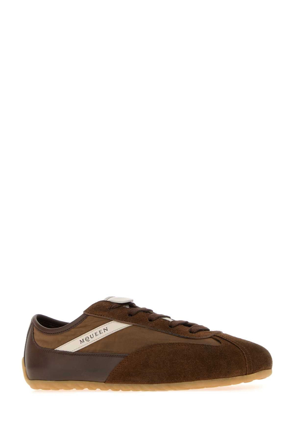 Alexander Mcqueen Men Chocolate Leather And Fabric Boxe Sneakers