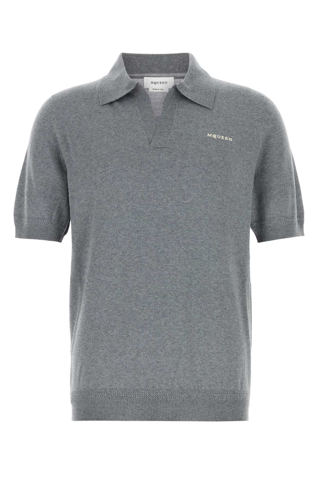 Alexander Mcqueen Men Grey Wool Polo Shirt