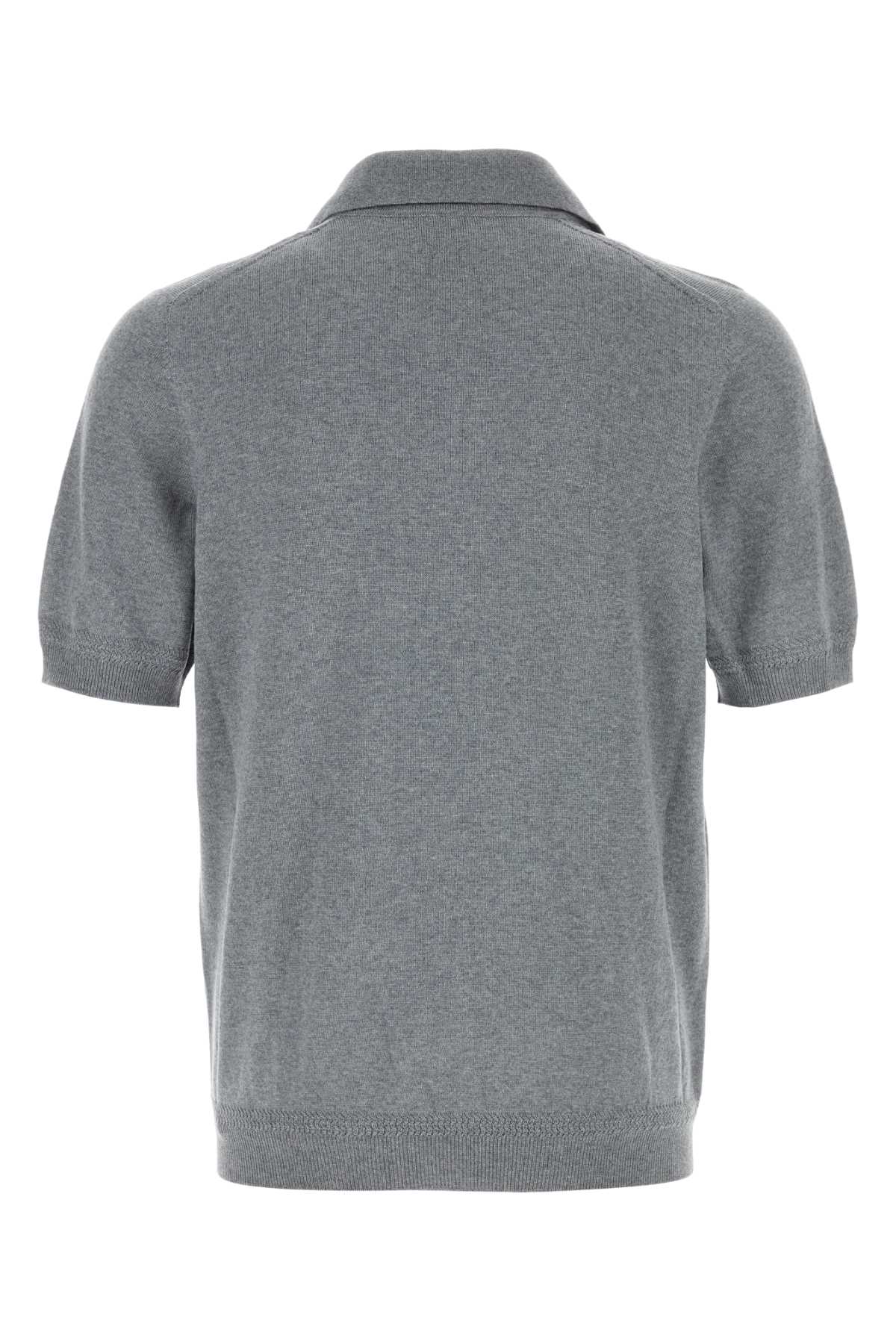 Alexander Mcqueen Men Grey Wool Polo Shirt