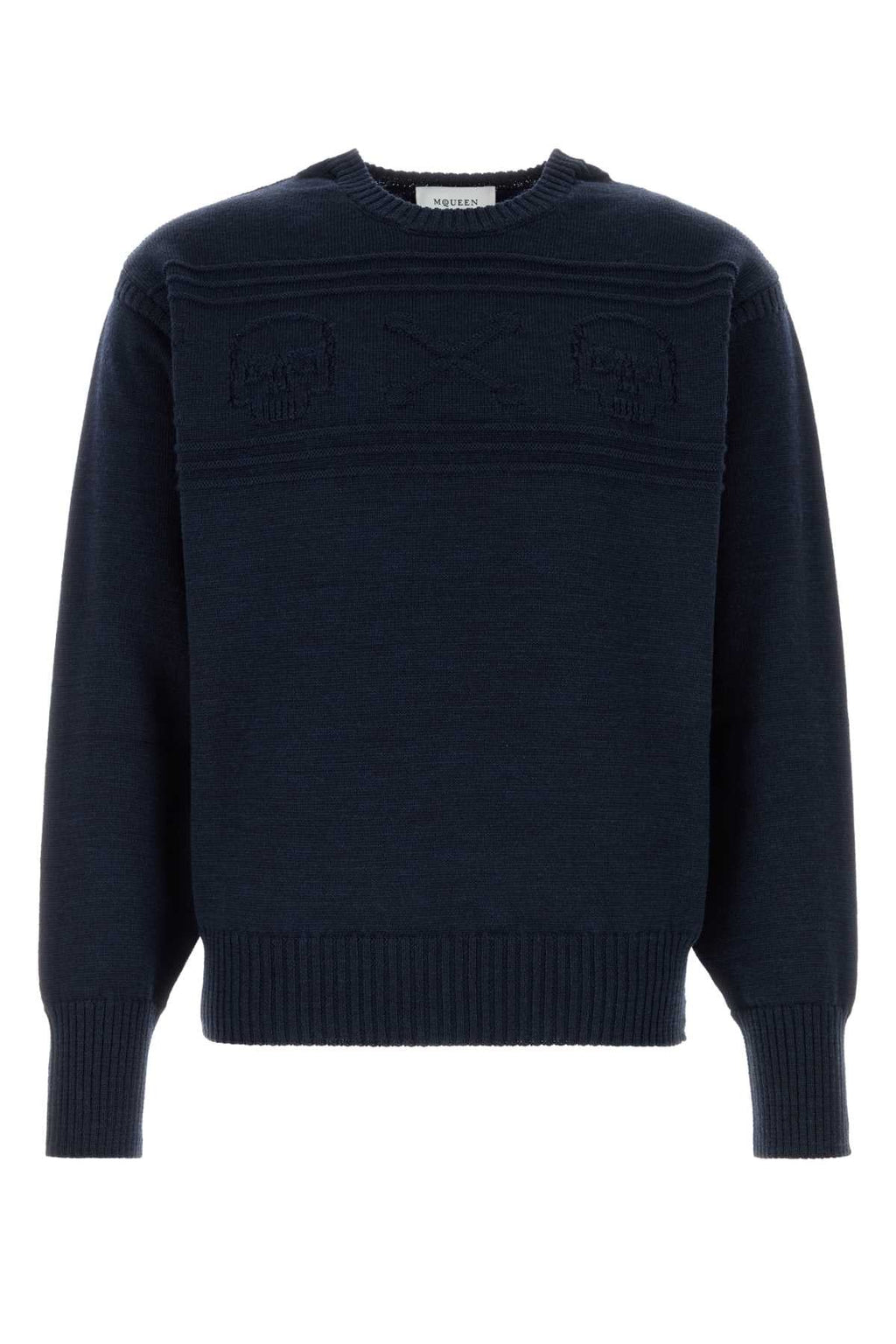 Alexander Mcqueen Men Navy Blue Wool Sweater