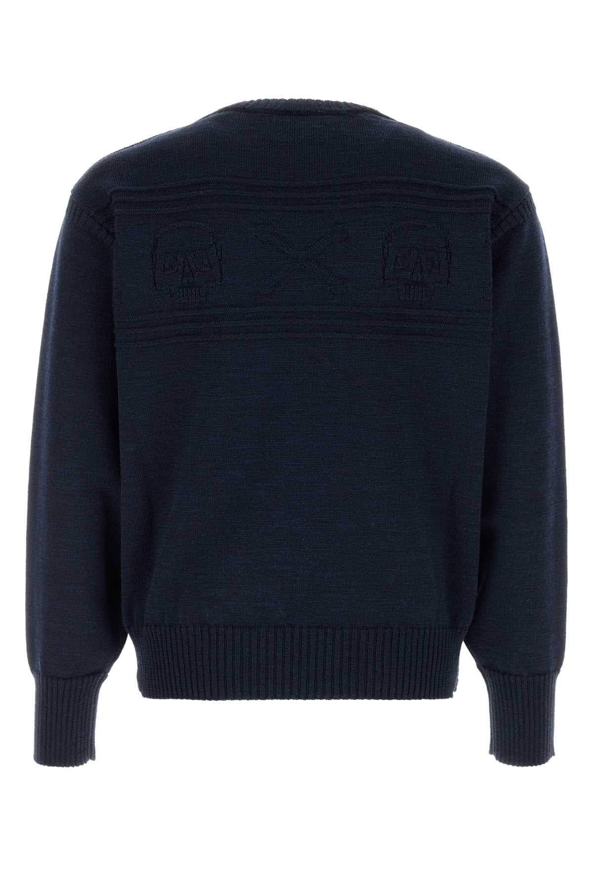Alexander Mcqueen Men Navy Blue Wool Sweater