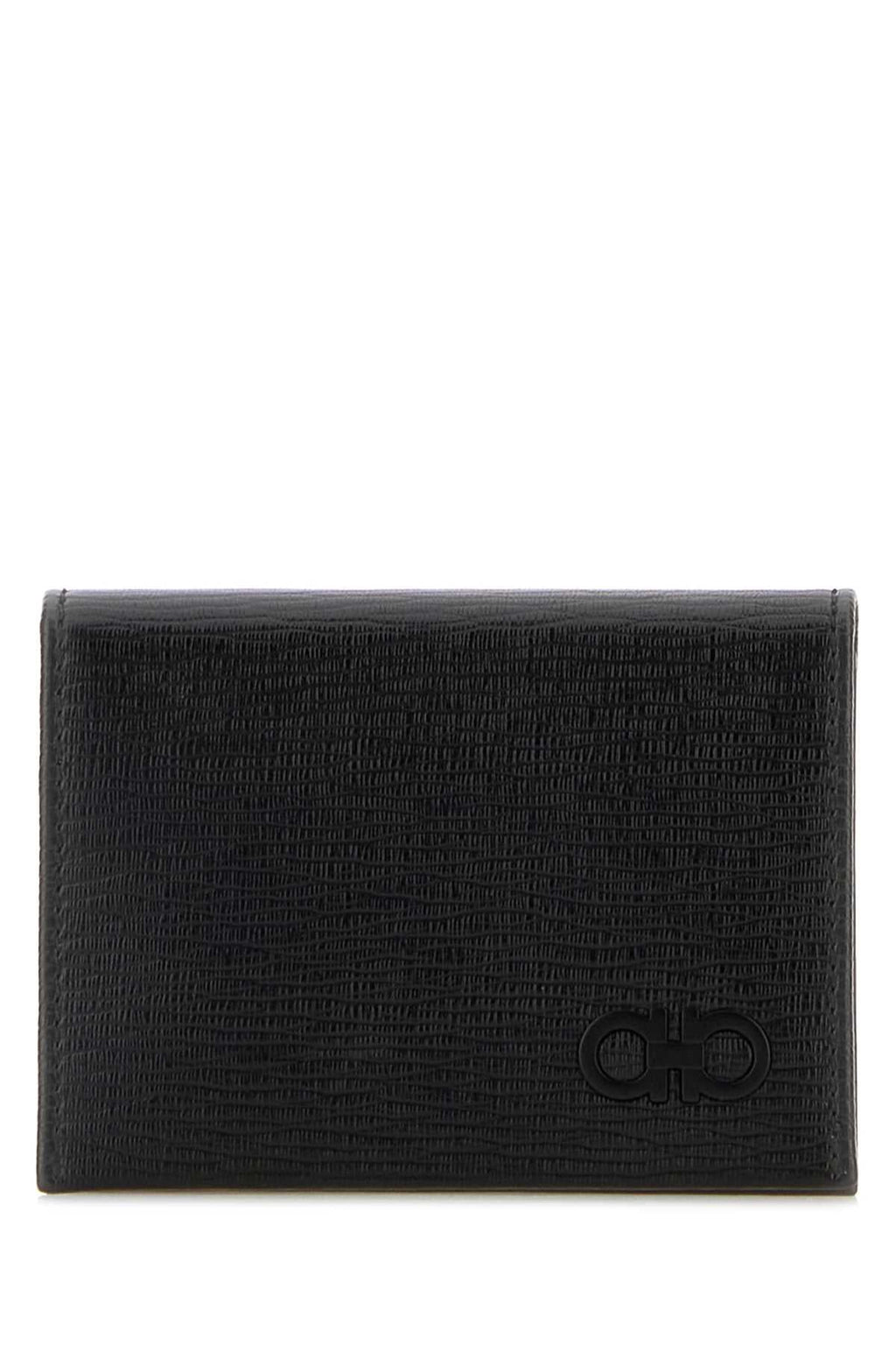 Salvatore Ferragamo Men Black Leather Card Holder
